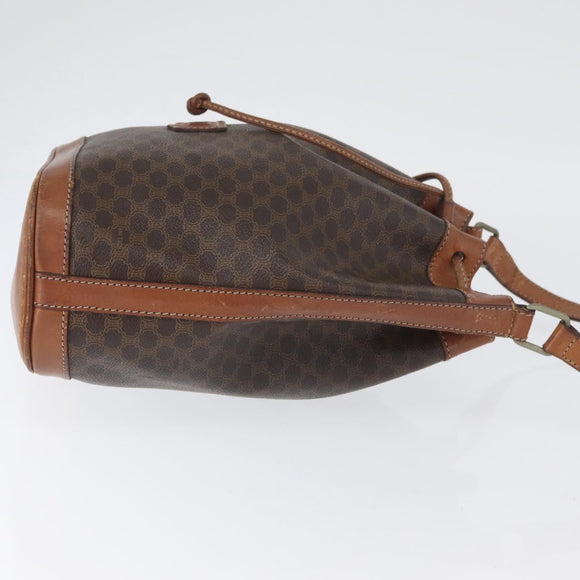 CELINE Macadam Canvas Shoulder Bag PVC Leather Brown Gold Auth YKZ018