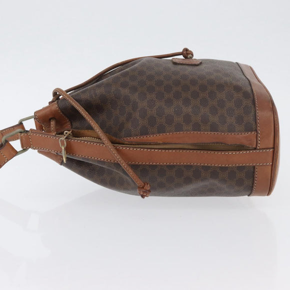 CELINE Macadam Canvas Shoulder Bag PVC Leather Brown Gold Auth YKZ018