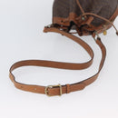 CELINE Macadam Canvas Shoulder Bag PVC Leather Brown Gold Auth YKZ018-7