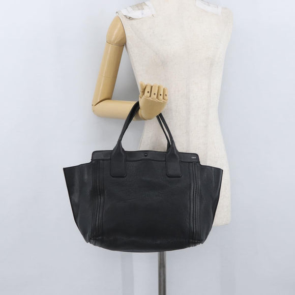 Chloe Alison Tote Bag Leather Black Gold Auth YKZ026