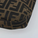 FENDI Zucca Canvas Mamma Baguette Shoulder Bag Black Brown Auth YKZ028A-9