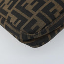 FENDI Zucca Canvas Mamma Baguette Shoulder Bag Black Brown Auth YKZ028A-14