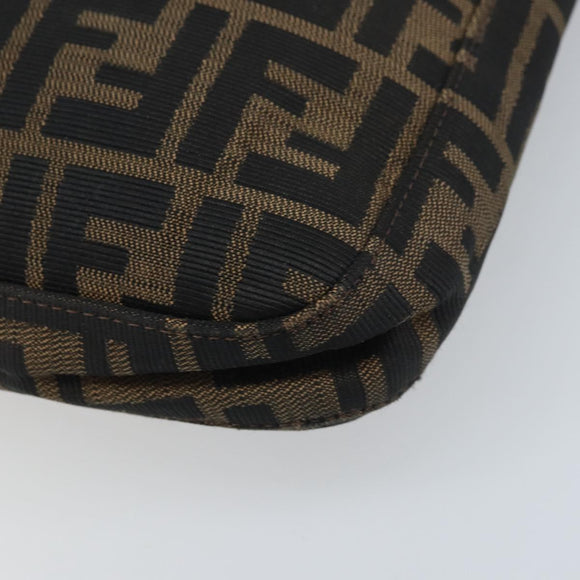FENDI Zucca Canvas Mamma Baguette Shoulder Bag Black Brown Auth YKZ028A