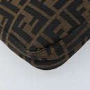 FENDI Zucca Canvas Mamma Baguette Shoulder Bag Black Brown Auth YKZ028A-16