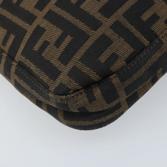 FENDI Zucca Canvas Mamma Baguette Shoulder Bag Black Brown Auth YKZ028A
