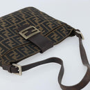 FENDI Zucca Canvas Mamma Baguette Shoulder Bag Black Brown Auth YKZ028A-6