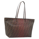FENDI Zucca Canvas Tote Bag Black Brown Auth YKZ029A-1