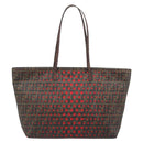 FENDI Zucca Canvas Tote Bag Black Brown Auth YKZ029A-3
