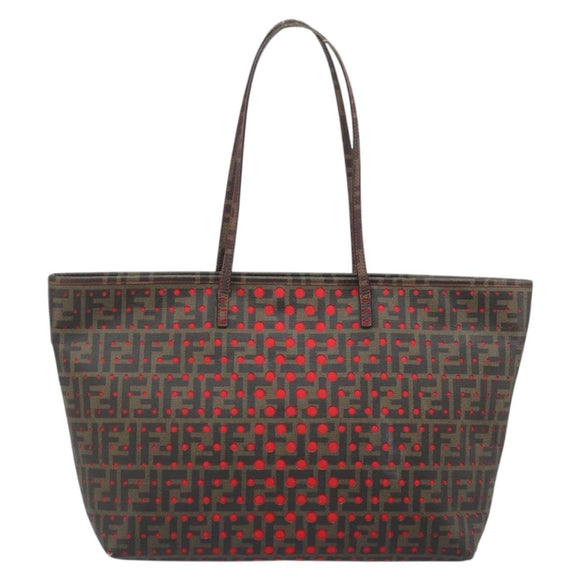 FENDI Zucca Canvas Tote Bag Black Brown Auth YKZ029A
