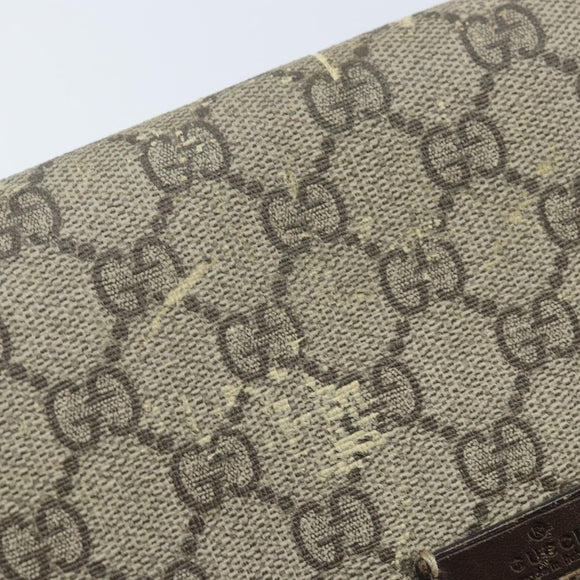 GUCCI GG Supreme Shoulder Bag PVC Beige Gold 223666 Auth YKZ033