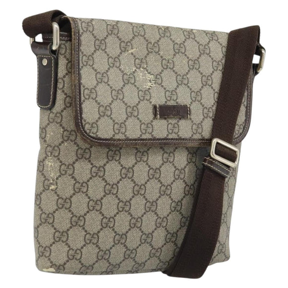 GUCCI GG Supreme Shoulder Bag PVC Beige Gold 223666 Auth YKZ033