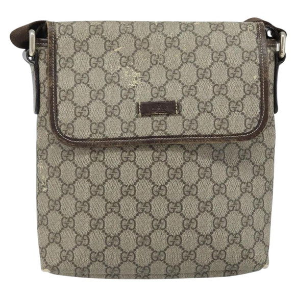 GUCCI GG Supreme Shoulder Bag PVC Beige Gold 223666 Auth YKZ033