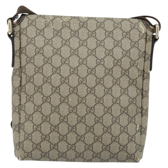 GUCCI GG Supreme Shoulder Bag PVC Beige Gold 223666 Auth YKZ033