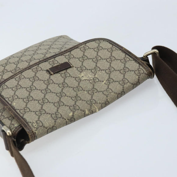GUCCI GG Supreme Shoulder Bag PVC Beige Gold 223666 Auth YKZ033