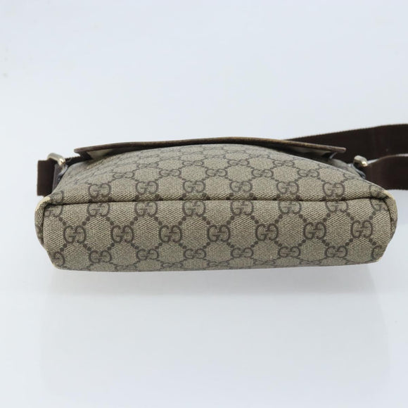 GUCCI GG Supreme Shoulder Bag PVC Beige Gold 223666 Auth YKZ033