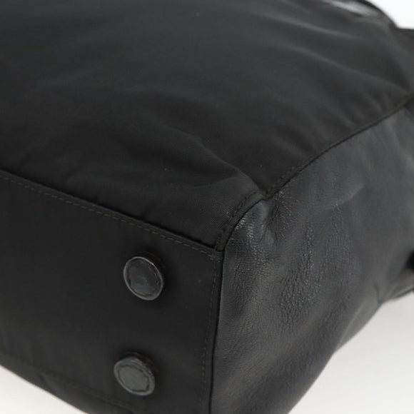 PRADA Hand Bag Nylon Black Silver Auth YKZ034