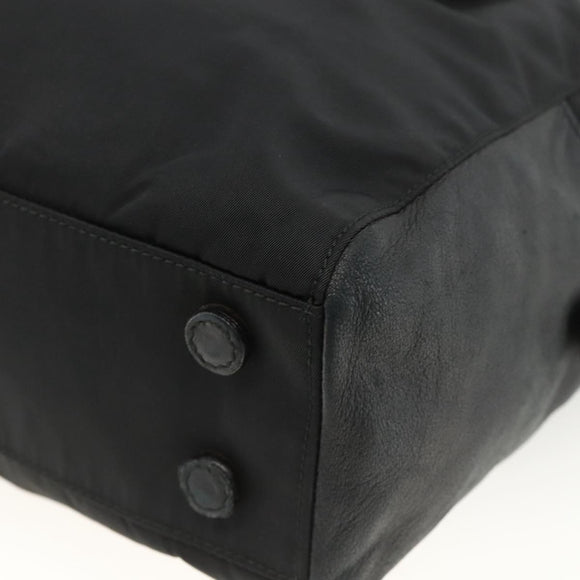 PRADA Hand Bag Nylon Black Silver Auth YKZ034