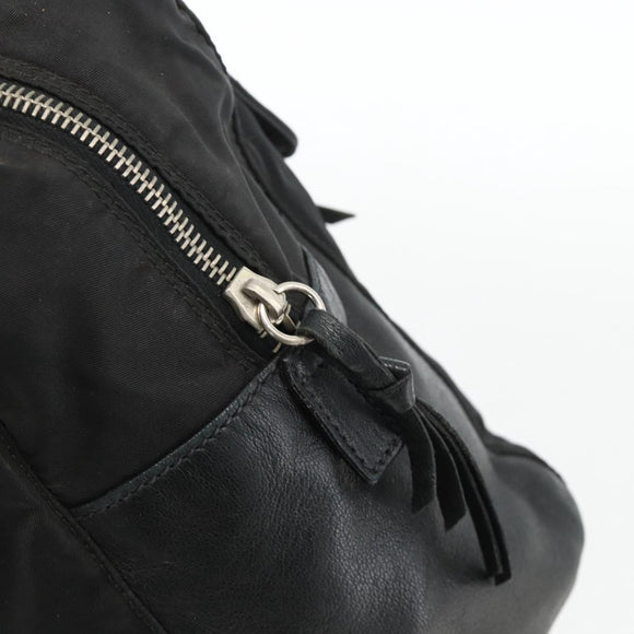 PRADA Hand Bag Nylon Black Silver Auth YKZ034