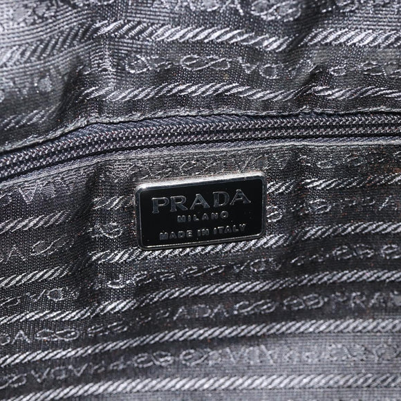 PRADA Hand Bag Nylon Black Silver Auth YKZ034