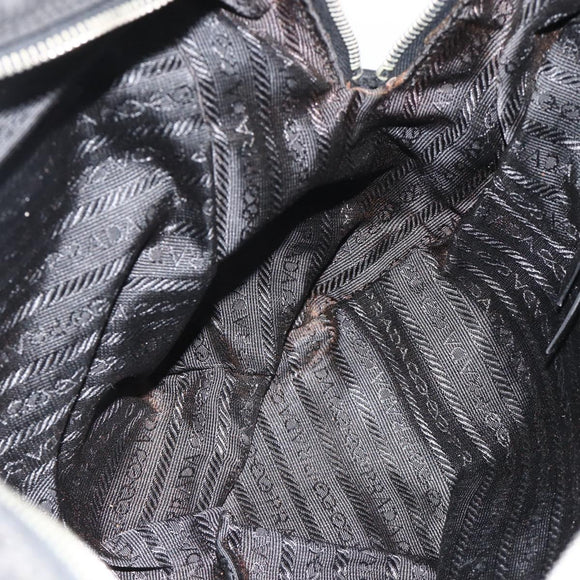 PRADA Hand Bag Nylon Black Silver Auth YKZ034