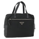 PRADA Hand Bag Nylon Black Silver Auth YKZ034-1