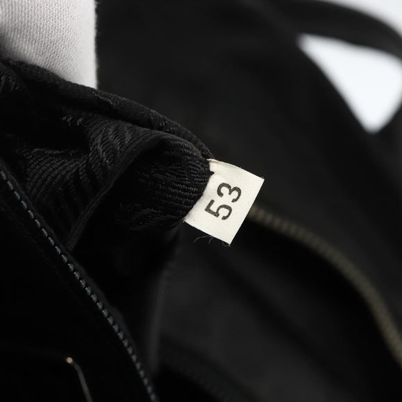PRADA Hand Bag Nylon Black Silver Auth YKZ034