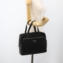 PRADA Hand Bag Nylon Black Silver Auth YKZ034-25