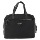 PRADA Hand Bag Nylon Black Silver Auth YKZ034-13