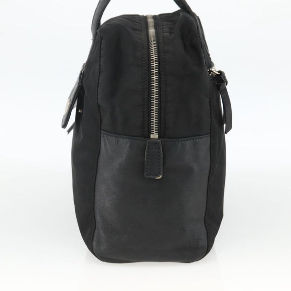 PRADA Hand Bag Nylon Black Silver Auth YKZ034