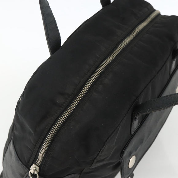 PRADA Hand Bag Nylon Black Silver Auth YKZ034
