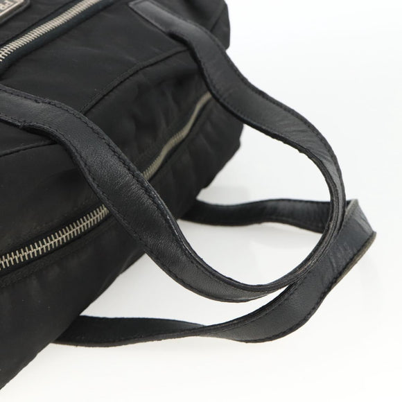 PRADA Hand Bag Nylon Black Silver Auth YKZ034