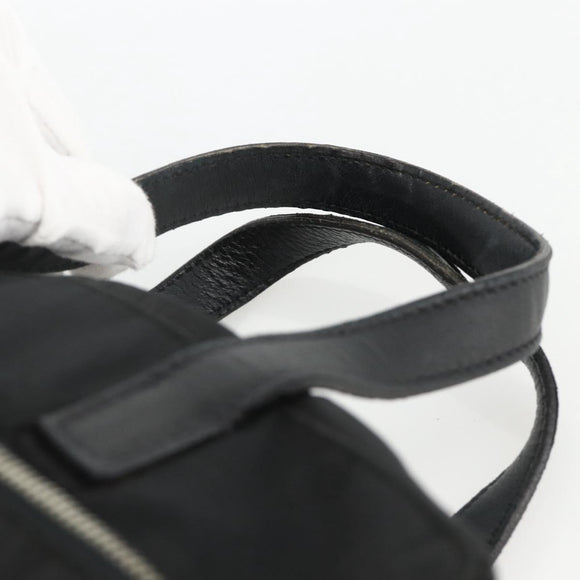 PRADA Hand Bag Nylon Black Silver Auth YKZ034