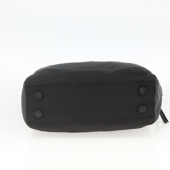 PRADA Hand Bag Nylon Black Silver Auth YKZ034