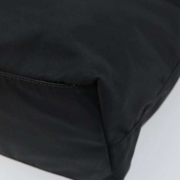 PRADA Tote Bag Nylon Black Silver Auth YKZ038