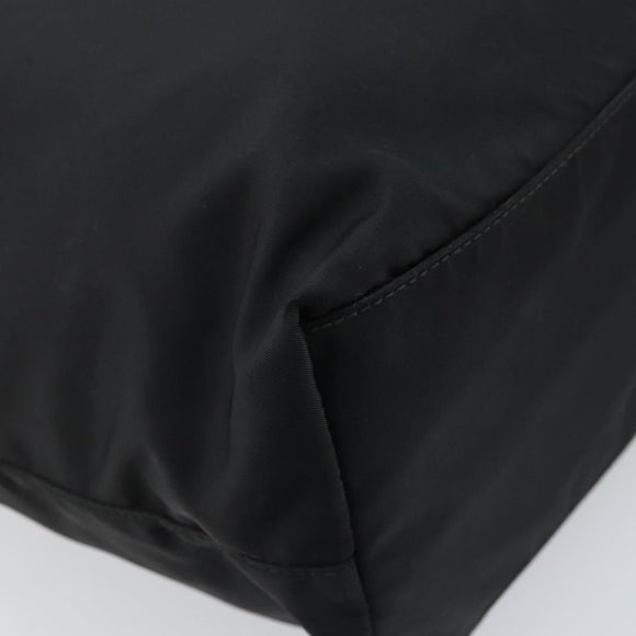 PRADA Tote Bag Nylon Black Silver Auth YKZ038