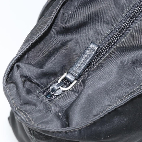 PRADA Tote Bag Nylon Black Silver Auth YKZ038