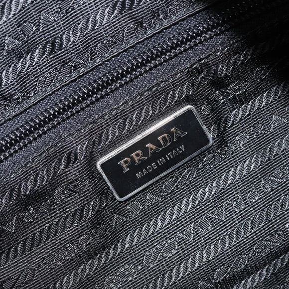PRADA Tote Bag Nylon Black Silver Auth YKZ038
