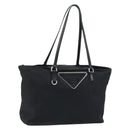 PRADA Tote Bag Nylon Black Silver Auth YKZ038-1