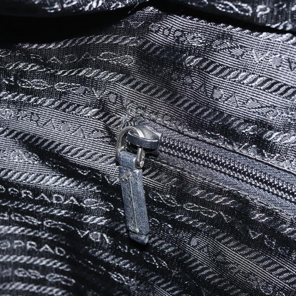 PRADA Tote Bag Nylon Black Silver Auth YKZ038