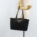 PRADA Tote Bag Nylon Black Silver Auth YKZ038-24