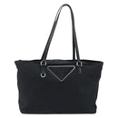 PRADA Tote Bag Nylon Black Silver Auth YKZ038-13