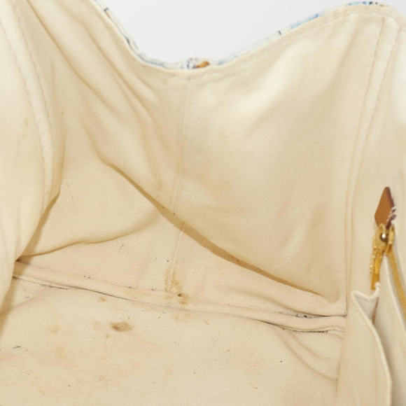 PRADA Canapa GM Hand Bag Canvas Ivory Gold Auth YKZ040