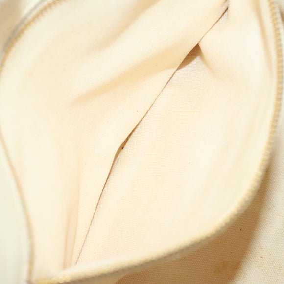 PRADA Canapa GM Hand Bag Canvas Ivory Gold Auth YKZ040
