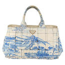PRADA Canapa GM Hand Bag Canvas Ivory Gold Auth YKZ040-13
