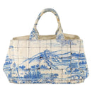 PRADA Canapa GM Hand Bag Canvas Ivory Gold Auth YKZ040-2