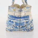 PRADA Canapa GM Hand Bag Canvas Ivory Gold Auth YKZ040-3