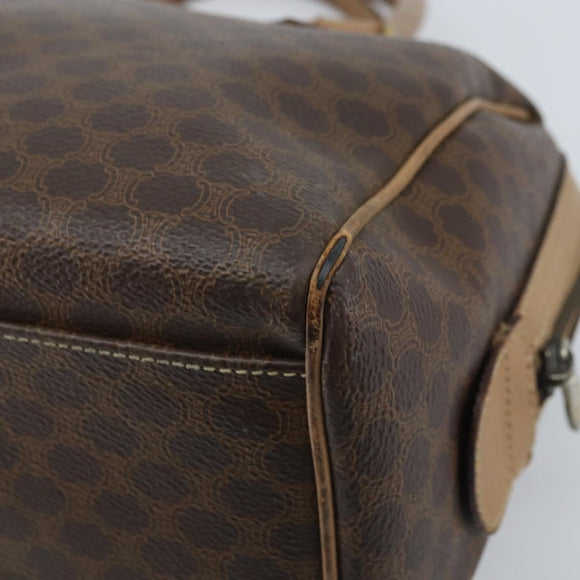 CELINE Macadam Canvas Hand Bag PVC Leather Brown Gold Auth YKZ043