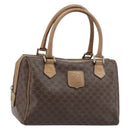 CELINE Macadam Canvas Hand Bag PVC Leather Brown Gold Auth YKZ043-1