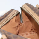 CELINE Macadam Canvas Hand Bag PVC Leather Brown Gold Auth YKZ043-21