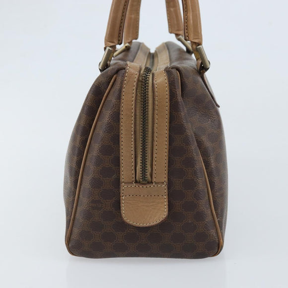 CELINE Macadam Canvas Hand Bag PVC Leather Brown Gold Auth YKZ043